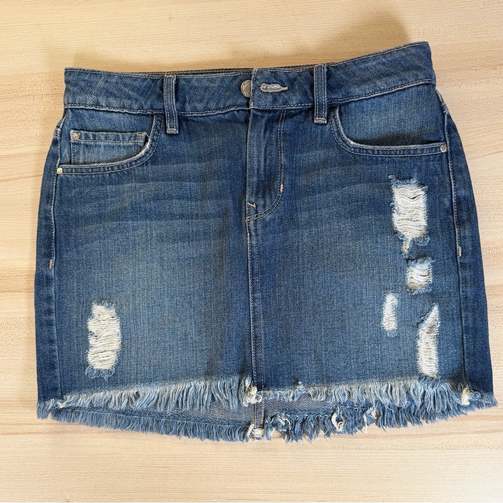 Guess Blue Distressed Mini Skirt